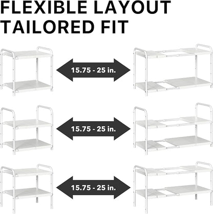 Simple Houseware Under Sink 2 Tier Expandable Heavy Duty Metal Shelf Organizer - Image 5