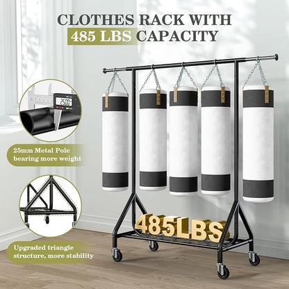 Clothes Rack Load 450 LBS, Heavy Duty Garment Rack, Standing Rolling Metal - Image 2