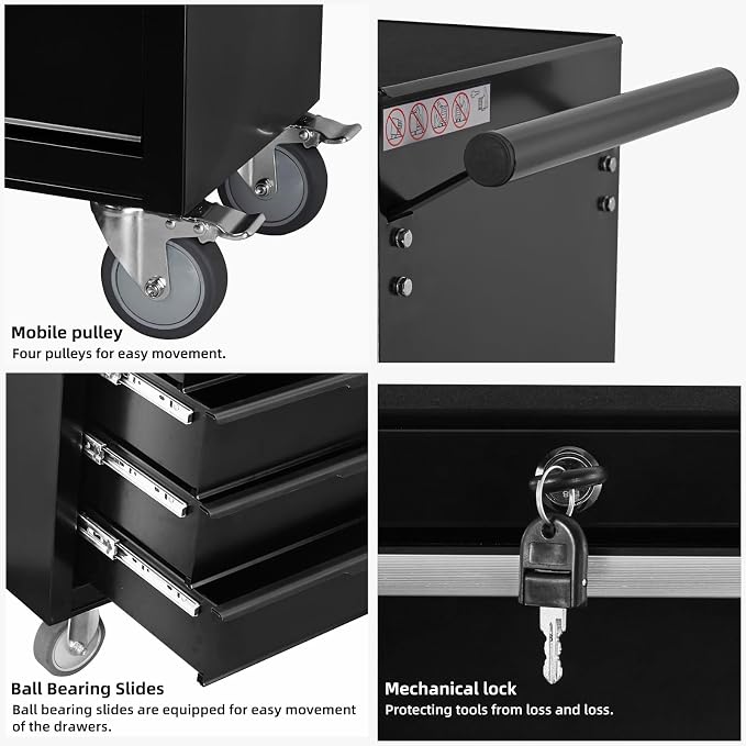 7-Drawer Rolling Tool Chest Cabinet, Large Capacity Metal Tool Box - Image 5