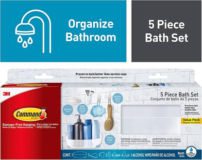 Command Bathroom Accessories, 5 Piece Bathroom Organizer Set - Image 2