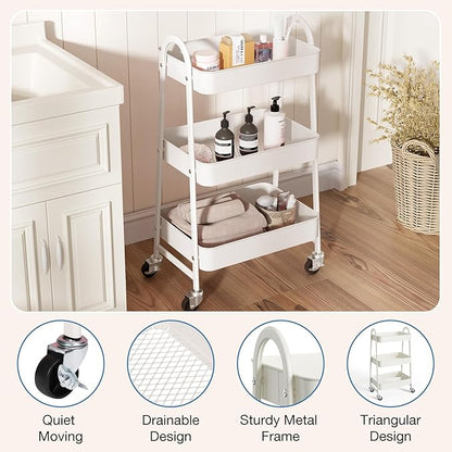 OLIXIS Metal Utility Cart, Mobile Rolling Storage Shelf - Image 2