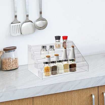 WUIVIUT Spice Rack Organizer For Cabinet, 3 in/Tier Acrylic Tiered Spice Shelf - Image 3