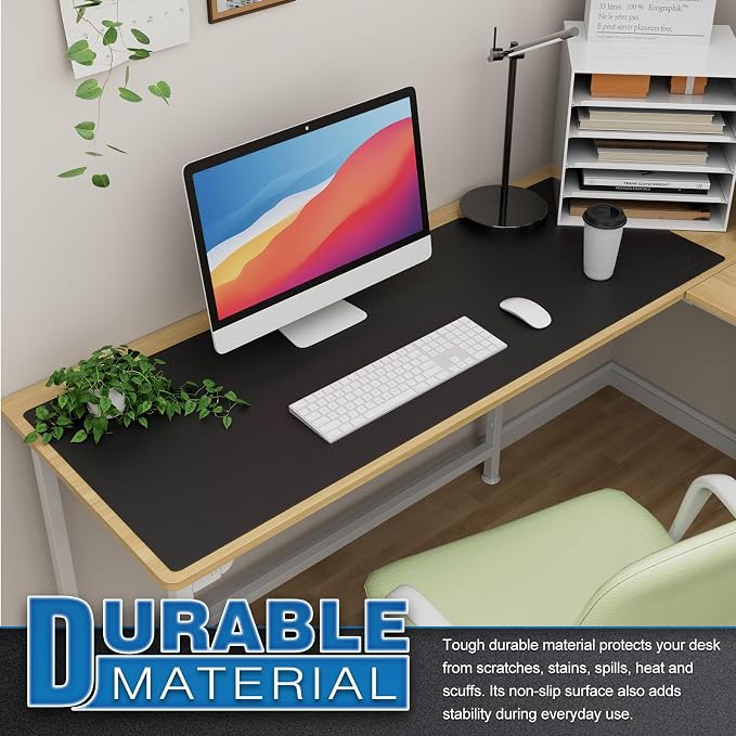 K KNODEL Large Office Leather Desk Mat, Mouse and Keyboard Pad, Computer and - Image 3