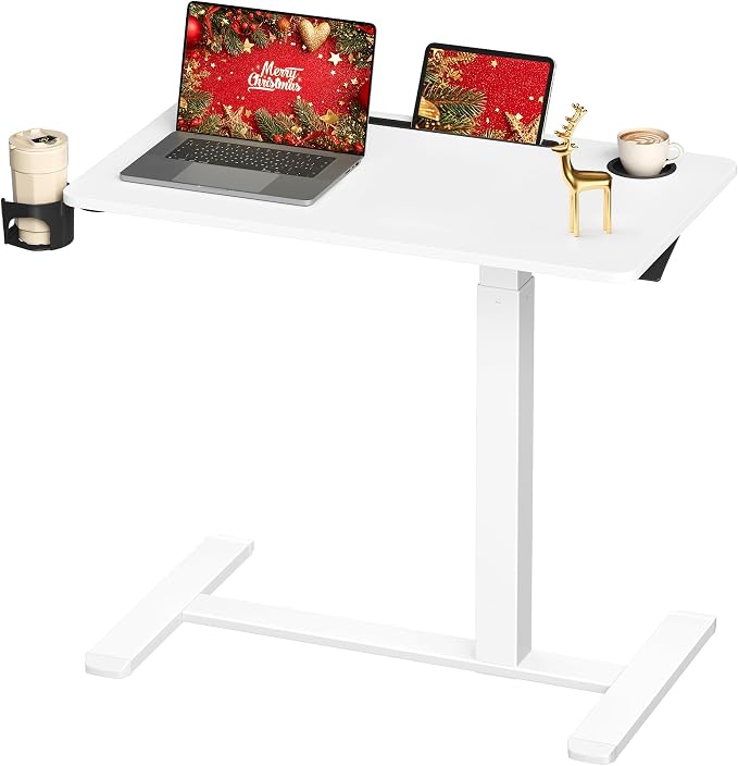 VASAGLE Overbed Table with Wheels, Mobile Standing Computer Desk, 31.5 x 17.7 by VASAGLEbySONGMICSHOME