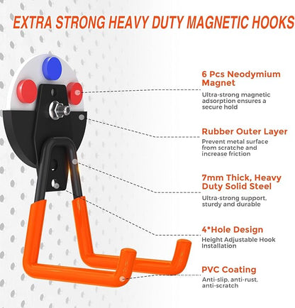8 Pack Heavy Duty Storage Magnetic Utility Hooks Large Garage Strong Extra - Image 2