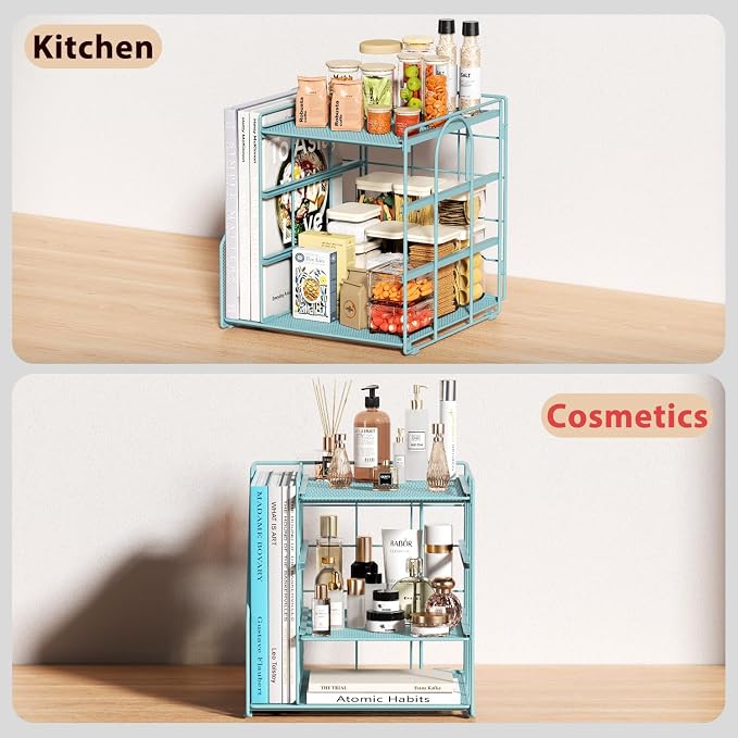 Blue Desk File Organizer and Accessories, 4-Tier Paper Organizer - Image 4