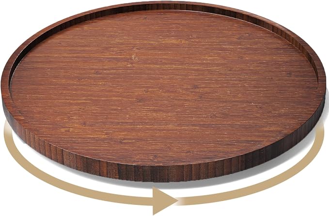 Lazy Susan Organizer for Kitchen, Bamboo Turntable for Cabinet, Large（Brown） by VERTORGAN