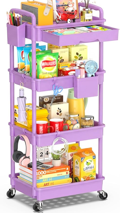 SUNALLY 4 Tier Rolling Cart Organizer by SUNALLY