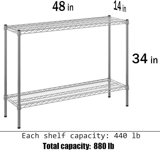 14" Deep x 48" Wide x 34" Height Wire Shelving Kit | 2-Tier | NSF Commercial - Image 3