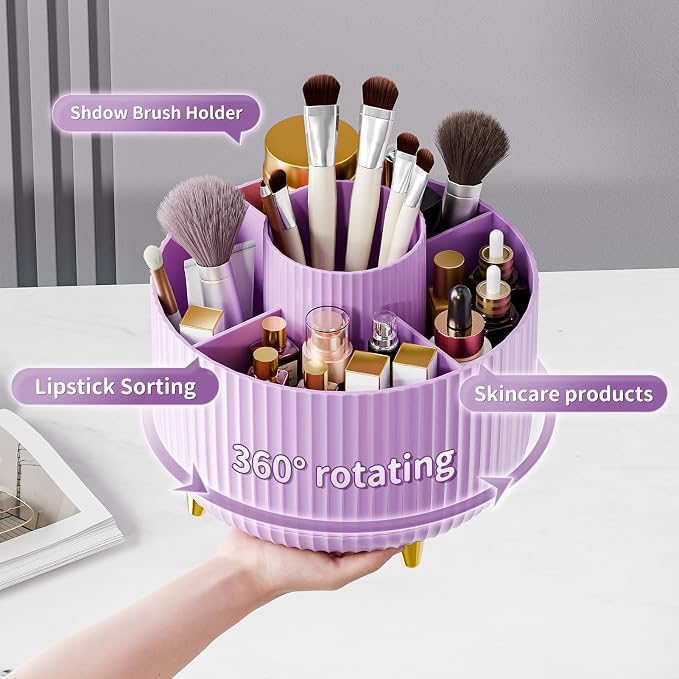 360° Rotate Makeup Brush Holder Organizer, Makeup Organizers Countertop - Image 2