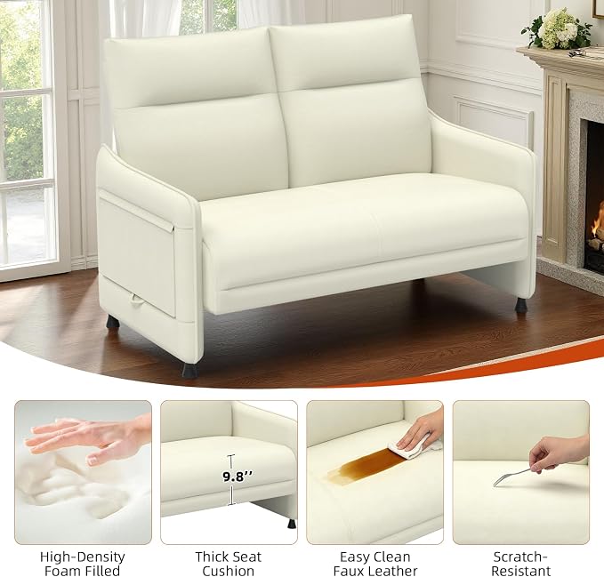 Faux Leather Loveseat, Upholstered Loveseat - Image 4