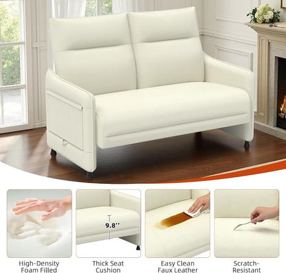 Faux Leather Loveseat, Upholstered Loveseat - Image 4