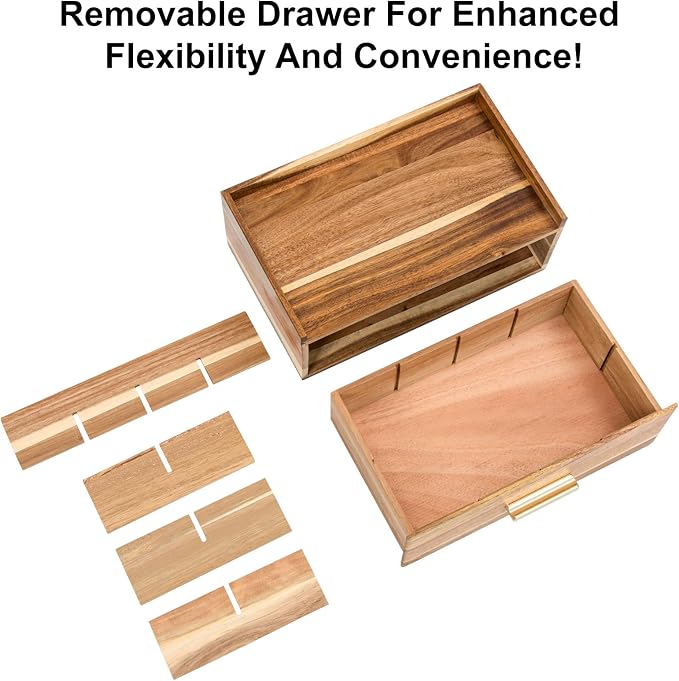 Tea Bag Organizer, Acacia Wood Tea Organizers and Storage Box, Tea Bag Holder - Image 7
