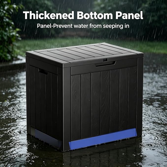 34 Gallon Outdoor Storage Box, Resin Deck Box Waterproof, Raised Bottom Outdoor - Image 5