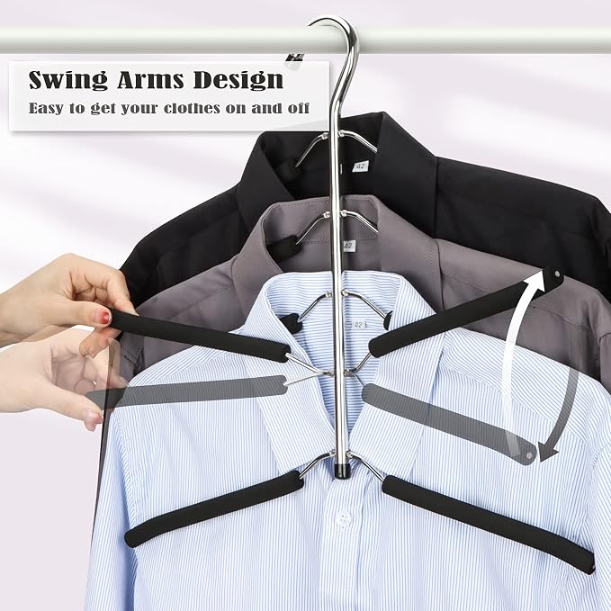 Hangers Space Saving Clothes Hanger 4 Packs Swing Arm Non Slip Padded Coat - Image 4