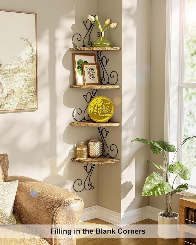 Alsonerbay 4-Tier Cat Shaped Corner Shelf Wall Mount, Carbonized Black | Curved - Image 3