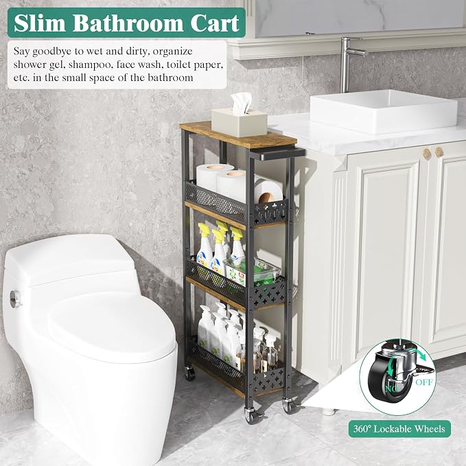 Giwil 4-Tier Slim Rolling Storage Cart - Image 5