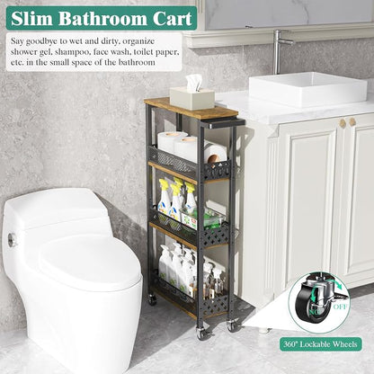 Giwil 4-Tier Slim Rolling Storage Cart - Image 5