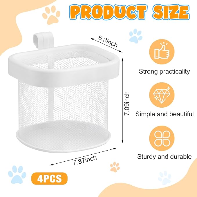 Sliner 4 Pack Dog Crate Hanging Storage Baskets Pet Fence Organizer - Image 2