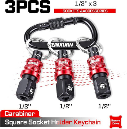 Geinxurn 3Pcs Socket Holder Keychain, 1/2” Drive Quick Release & Quick Change - Image 2