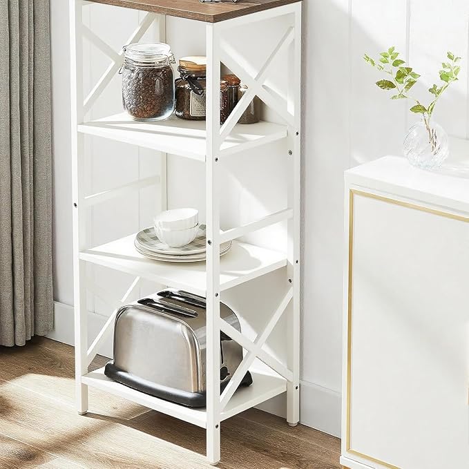 Small Bookshelf, 4 Tier Industrial Bookcase - Image 6