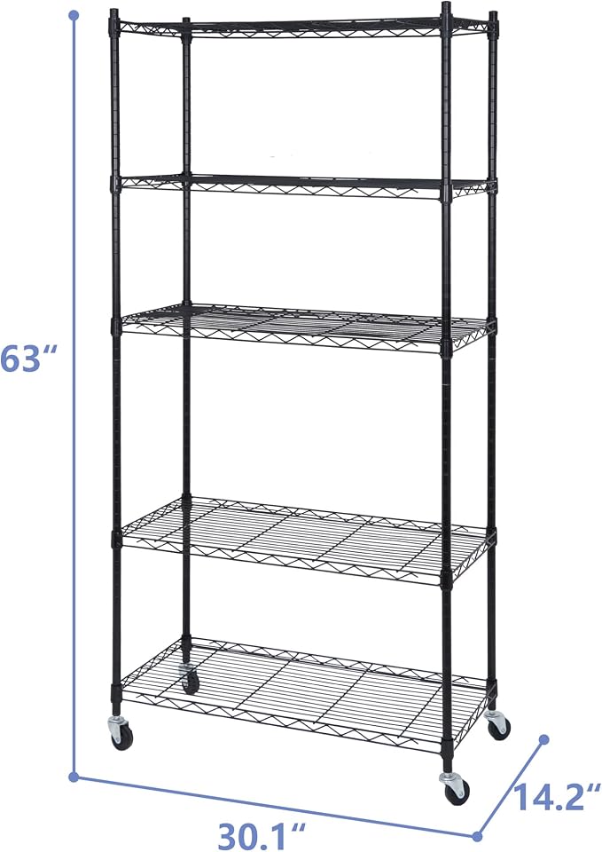 SUPER DEAL Black 5-Shelf Heavy Duty Storage Wire Shelving Unit - Image 3