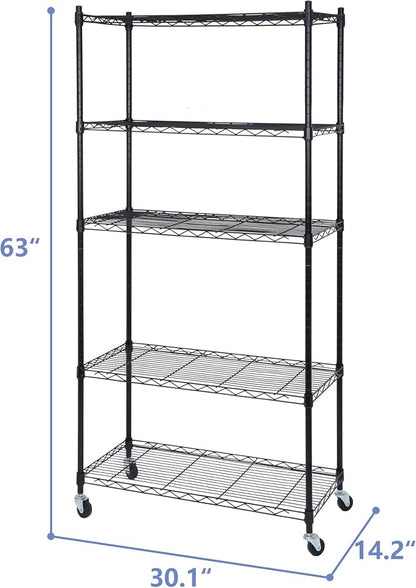 SUPER DEAL Black 5-Shelf Heavy Duty Storage Wire Shelving Unit - Image 3