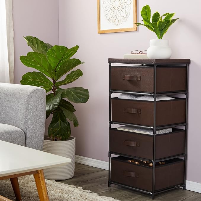 Juvale 4-Tier Fabric Drawer Organizer, Narrow Storage Tower - Image 2