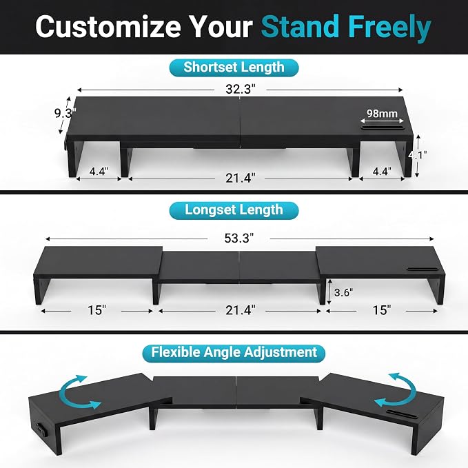 BONTEC Triple Monitor Stand Riser - Image 3
