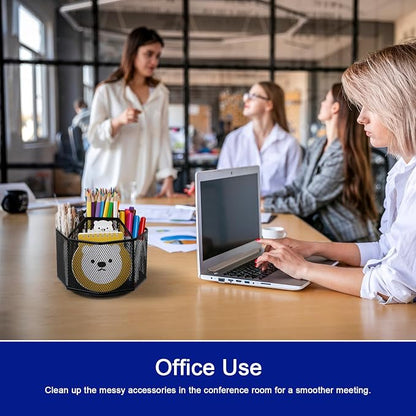 Comix 360° Rotating Pen Holder for Desk, 5 Compartments Office Desk Organizer - Image 7