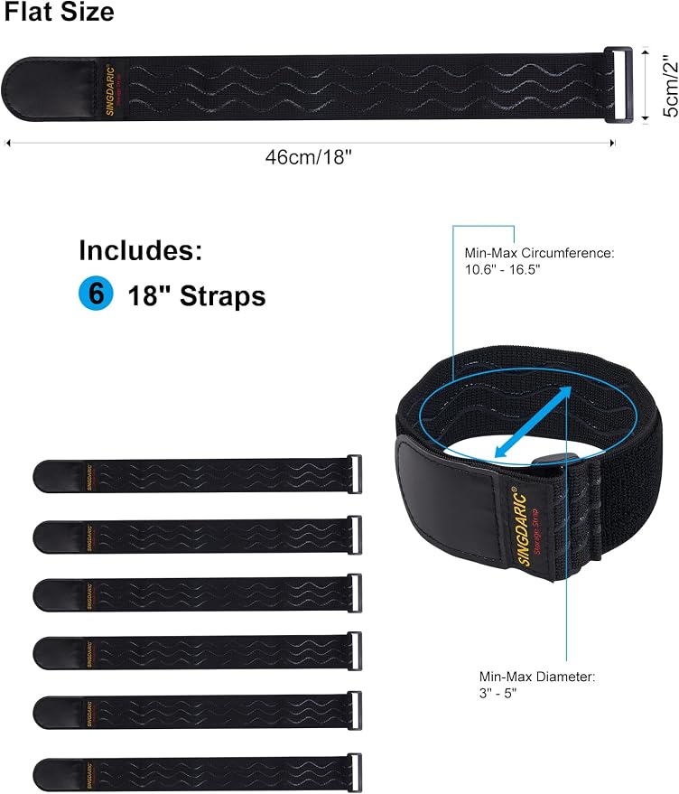 Elastic Cinch Strap, 6 Pack, Super-Stretch Storage Straps, Extension Cord - Image 3
