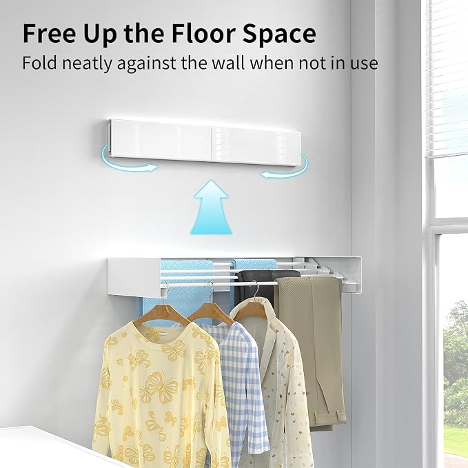 Wall Mounted Drying Rack for Laundry 23.6'', Folding Drying Rack Clothing Wall - Image 2