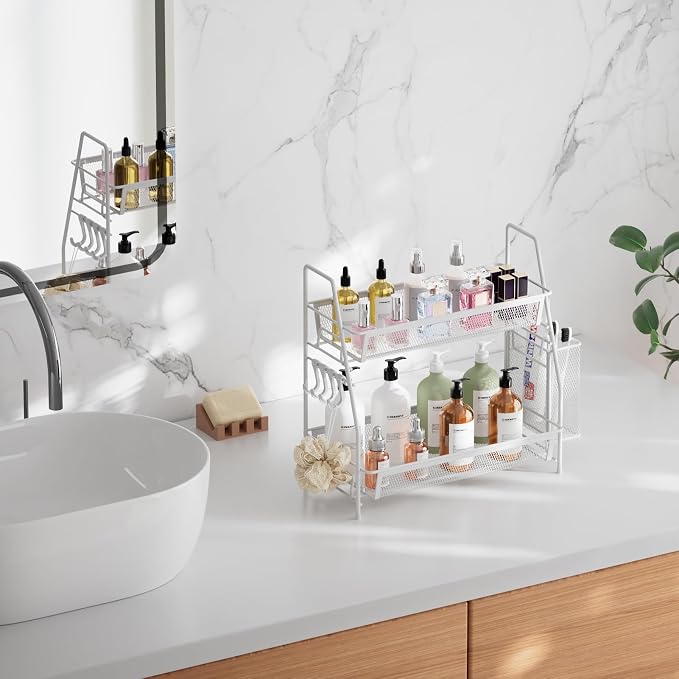VITVITI 2-Tier Bathroom Organizer Countertop, Metal Wire Mesh Bathroom Counter - Image 3