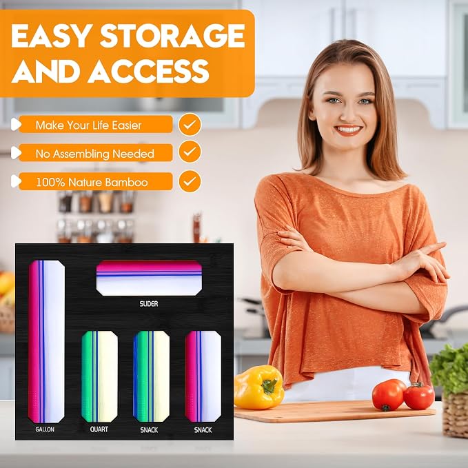 Bamboo Ziplock Bag Storage Organizer - Image 6