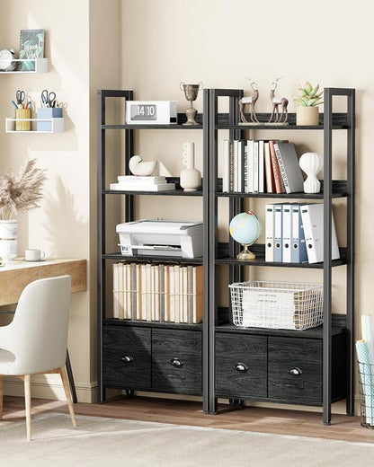 Furologee 5-Tier Bookshelf Set of 2, Tall Bookcase - Image 2