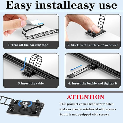 Adjustable 3M Adhesive Cable Management Clips 50Pcs, Large self Adhesive Cable - Image 5