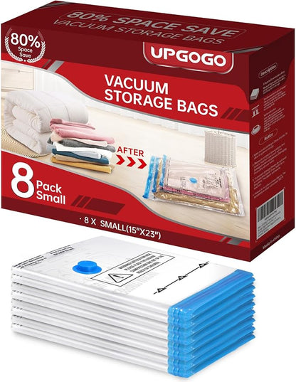 8 Pack Small Vacuum Storage Bags, Vacuum Seal Bags by UPGOGO