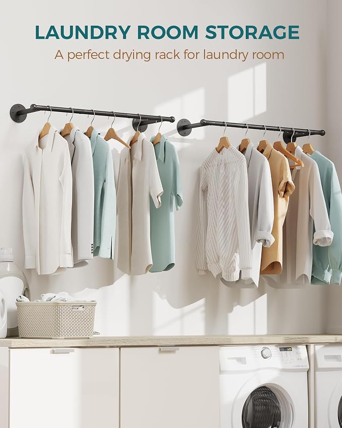 OROPY 33" Industrial Pipe Clothing Rack, Wall Mounted Clothes Rack 2 Pack | - Image 7
