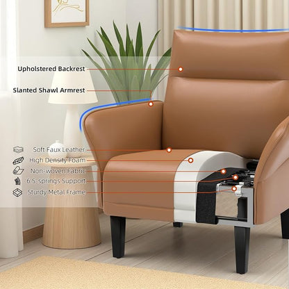 2-Pack Faux Leather Accent Sofas, Slanted Shawl Armchairs - Image 5