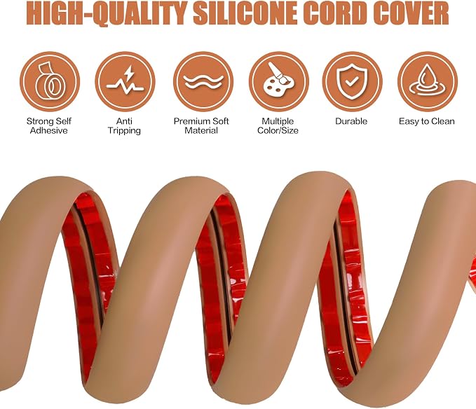 Floor Cord Cover Self Adhesive Cord Hider, 3.3FT Cable Management, Extension - Image 3