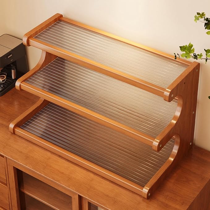 3 Tier Wooden Mug Rack Coffee Mug Holder, Tiered Wooden Display Riser Stand - Image 4