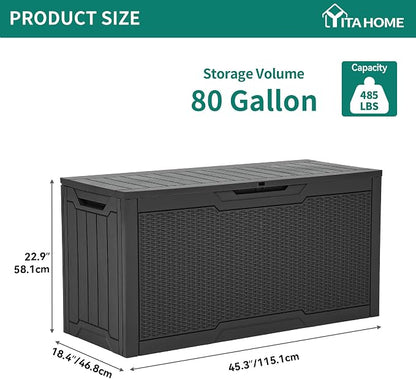 YITAHOME 80 Gallon Resin Deck Box, Weather Resistant Outdoor Rattan Storage Box - Image 6