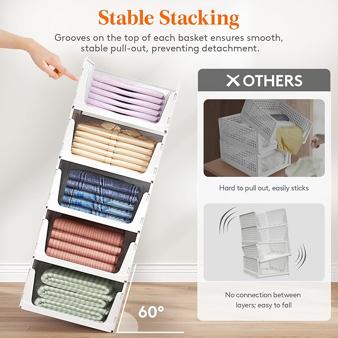 Lifewit 20 Pack Stackable Closet Organizers and Storage Basket - Image 3