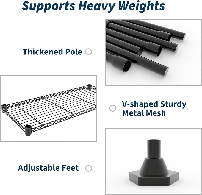 Metal Storage Shelves 4-Tiers, Adjustable Standing Wire Rack Shelf, - Image 7