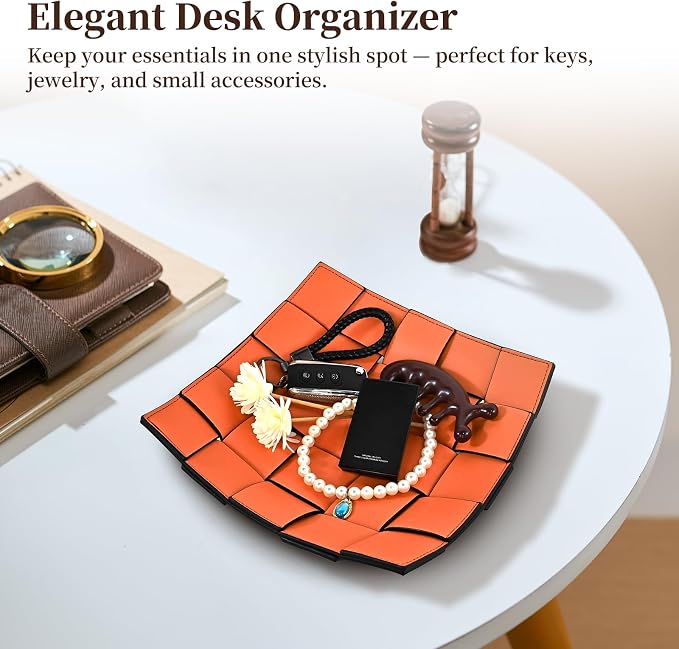 MSJGA Valet Tray PU Leather Key Holder Bowl - Image 4