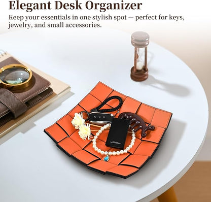 MSJGA Valet Tray PU Leather Key Holder Bowl - Image 4