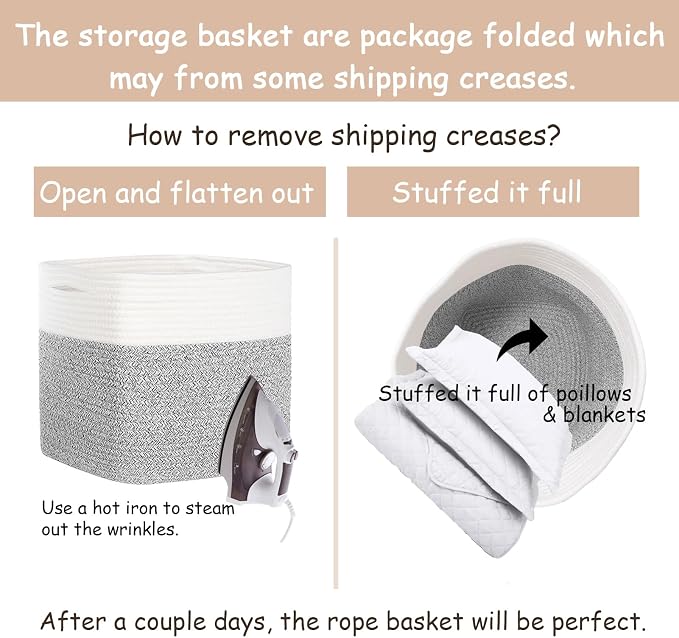 Cube Storage Bins 11 Inch Cotton Rope Woven Storage Basket - Image 3