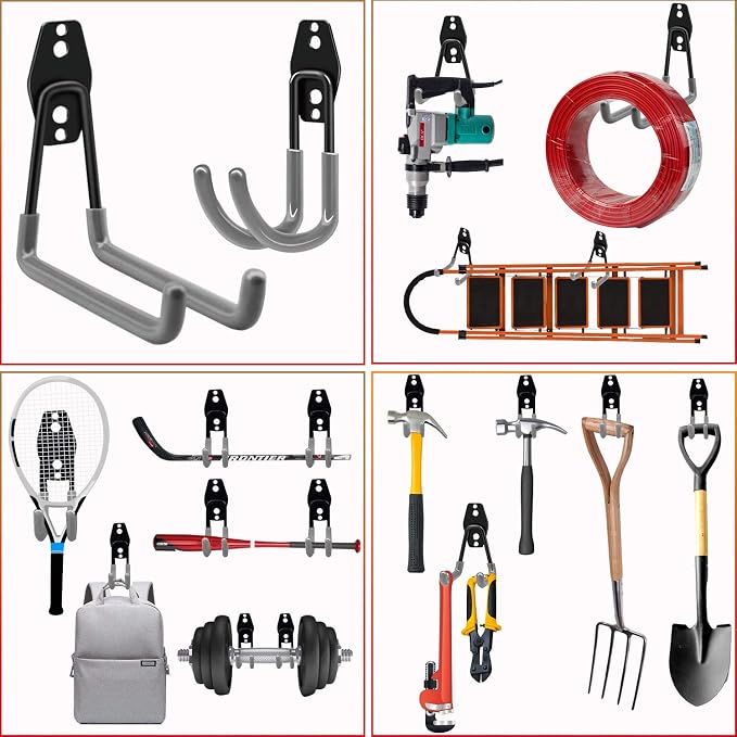 3-H Garage Wall Hooks 10 Pack, Heavy Duty Garage Hooks - Image 7
