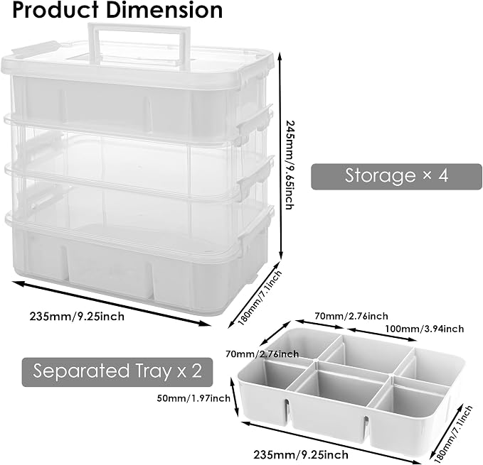 CraftGenes Sewing Storage Organizer, 4-Tier 10 Qt Box - Image 3
