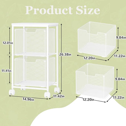 Rolling File Cart with 2 Storage Drawers, Under Desk Storage Cart | Hanging - Image 3